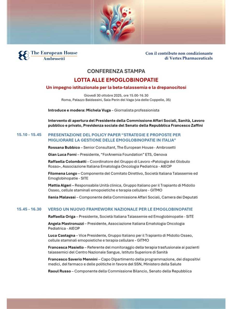 Lotta alle emoglobinopatie - Un impegno istituzionale per la beta-talassemia e la drepanocitosi