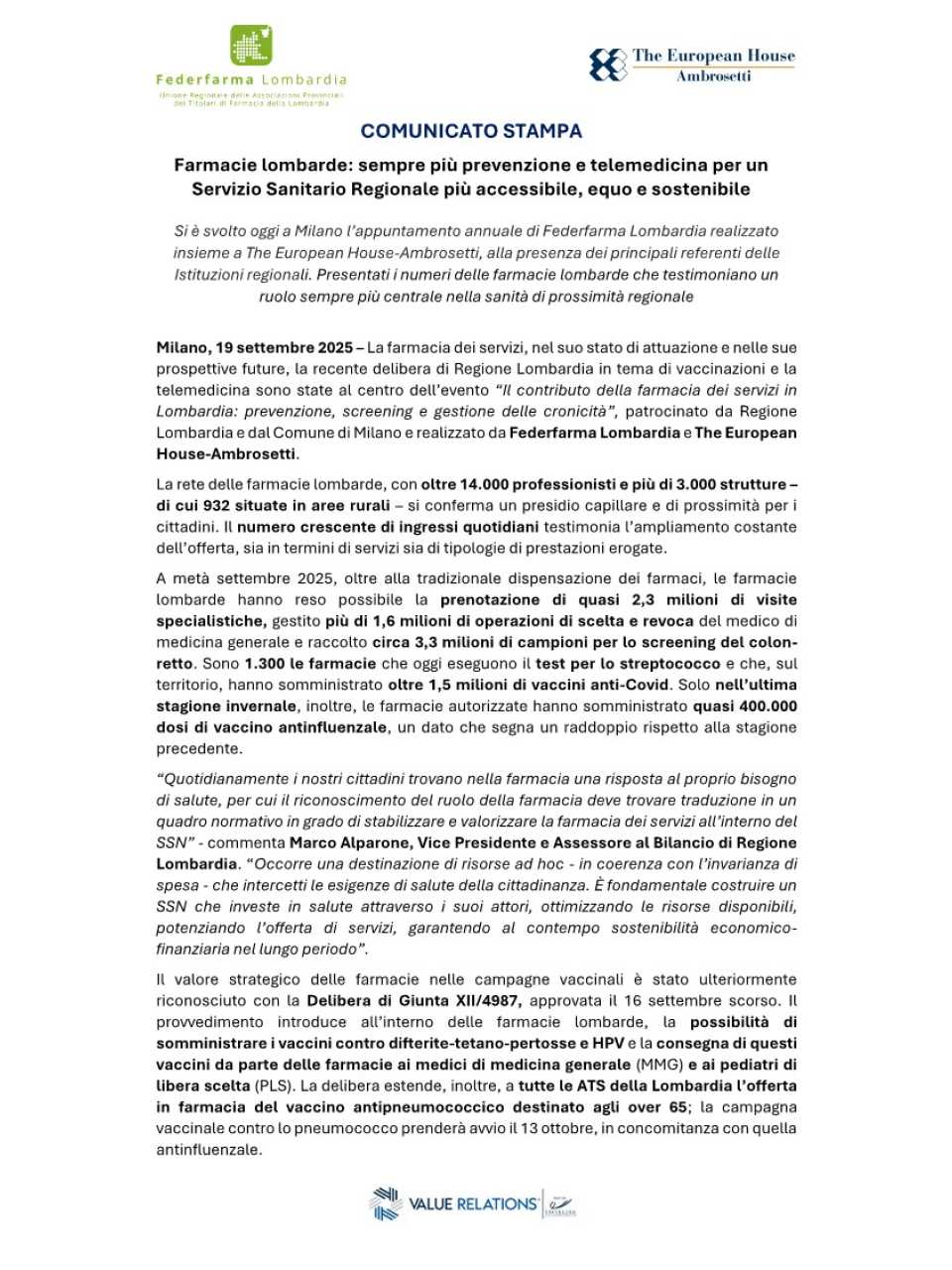Il contributo della farmacia dei servizi in Lombardia: prevenzione, screening e gestione delle cronicità