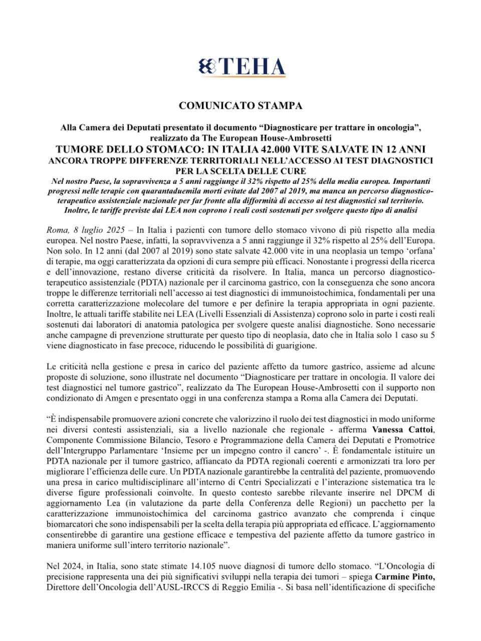 Diagnosticare per trattare in oncologia - Il valore dei test diagnostici nel tumore gastrico