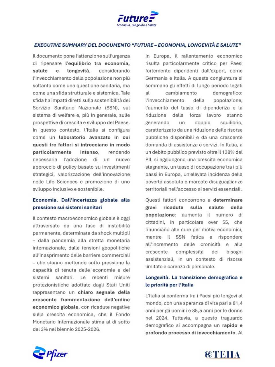 FUTURE - Economia, Longevità e Salute