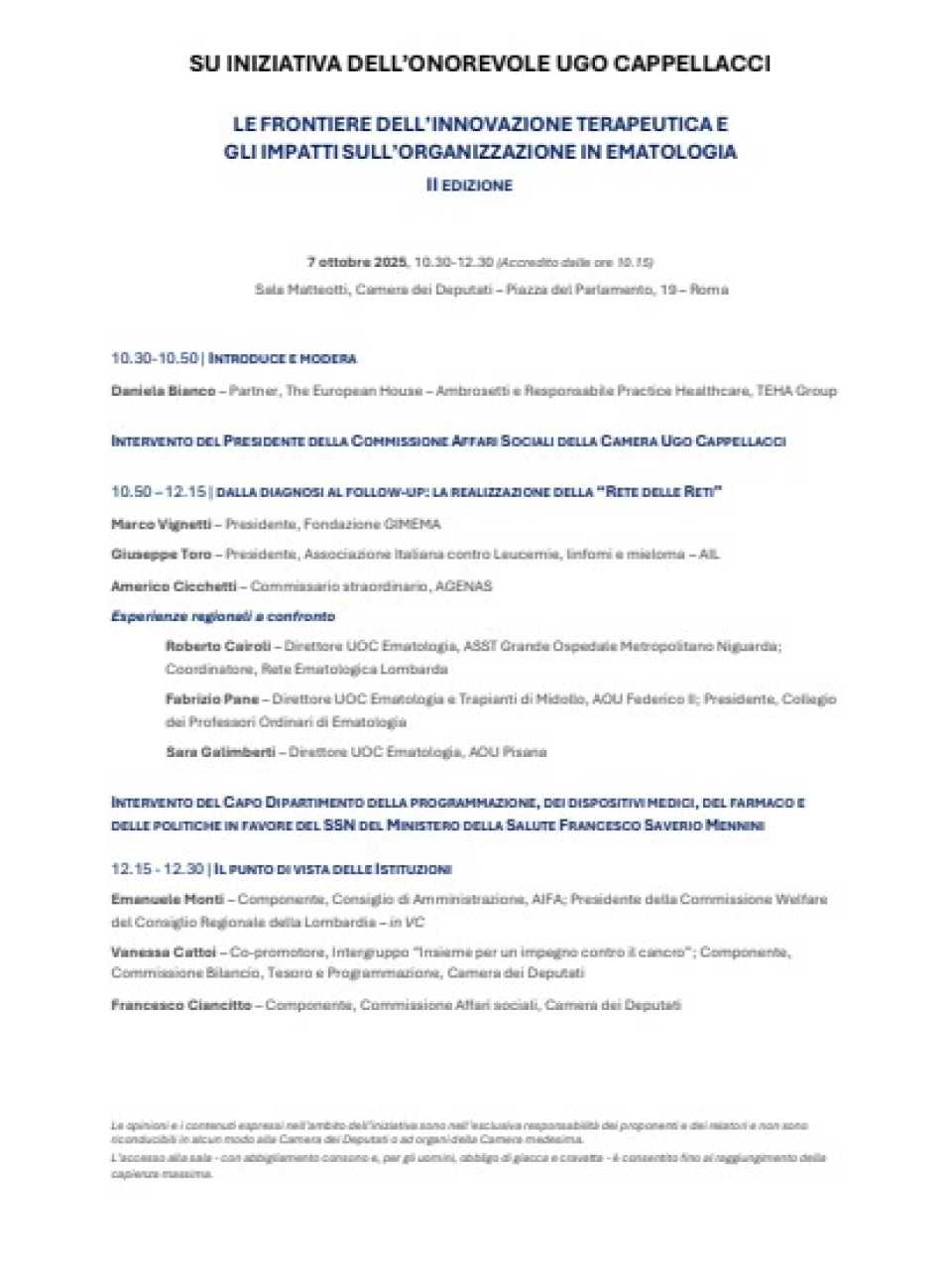 Le frontiere dell’innovazione terapeutica e gli impatti sull’organizzazione in ematologia - II Edizione