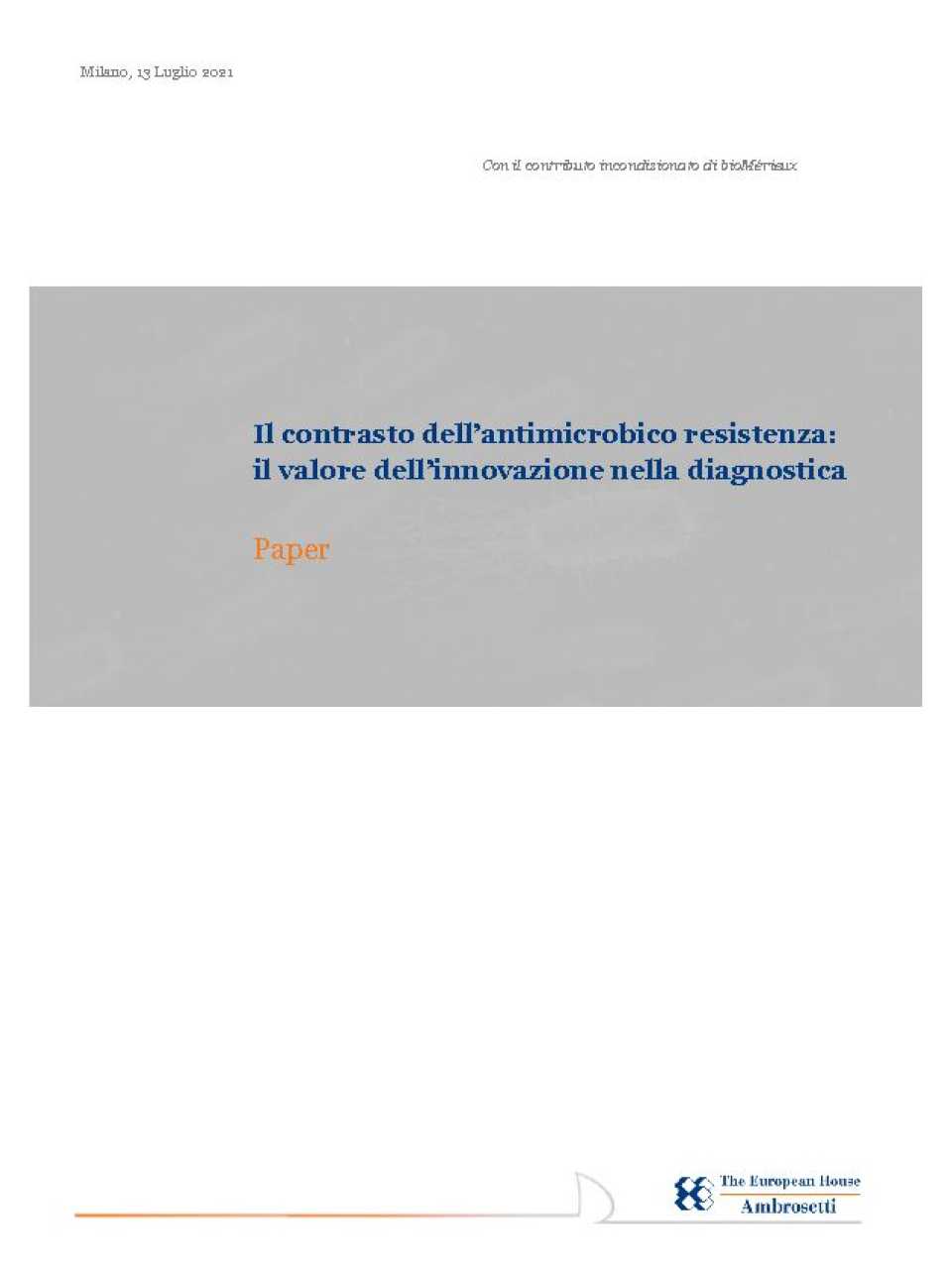 Il contrasto dell’antimicrobico resistenza: il valore dell’innovazione nella diagnostica