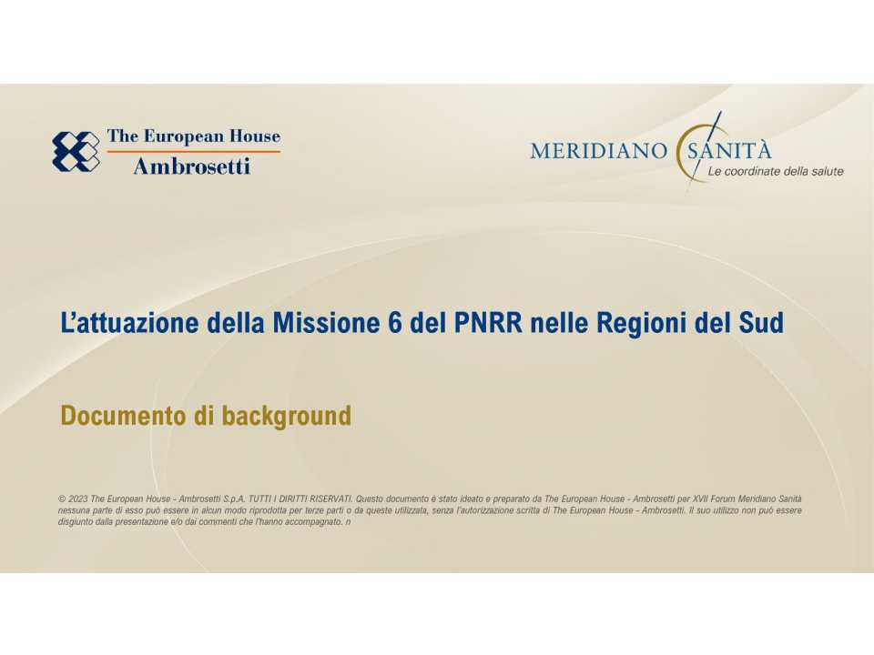 L'attuazione della Missione 6 del PNRR nelle Regioni del Sud