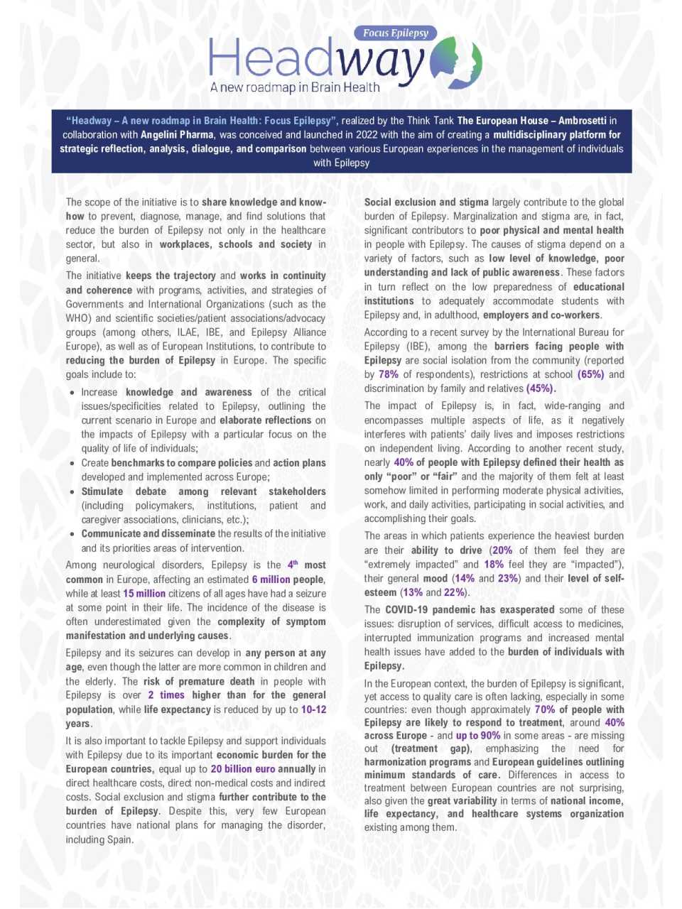 Headway – A new roadmap in Brain Health: Focus Epilepsy