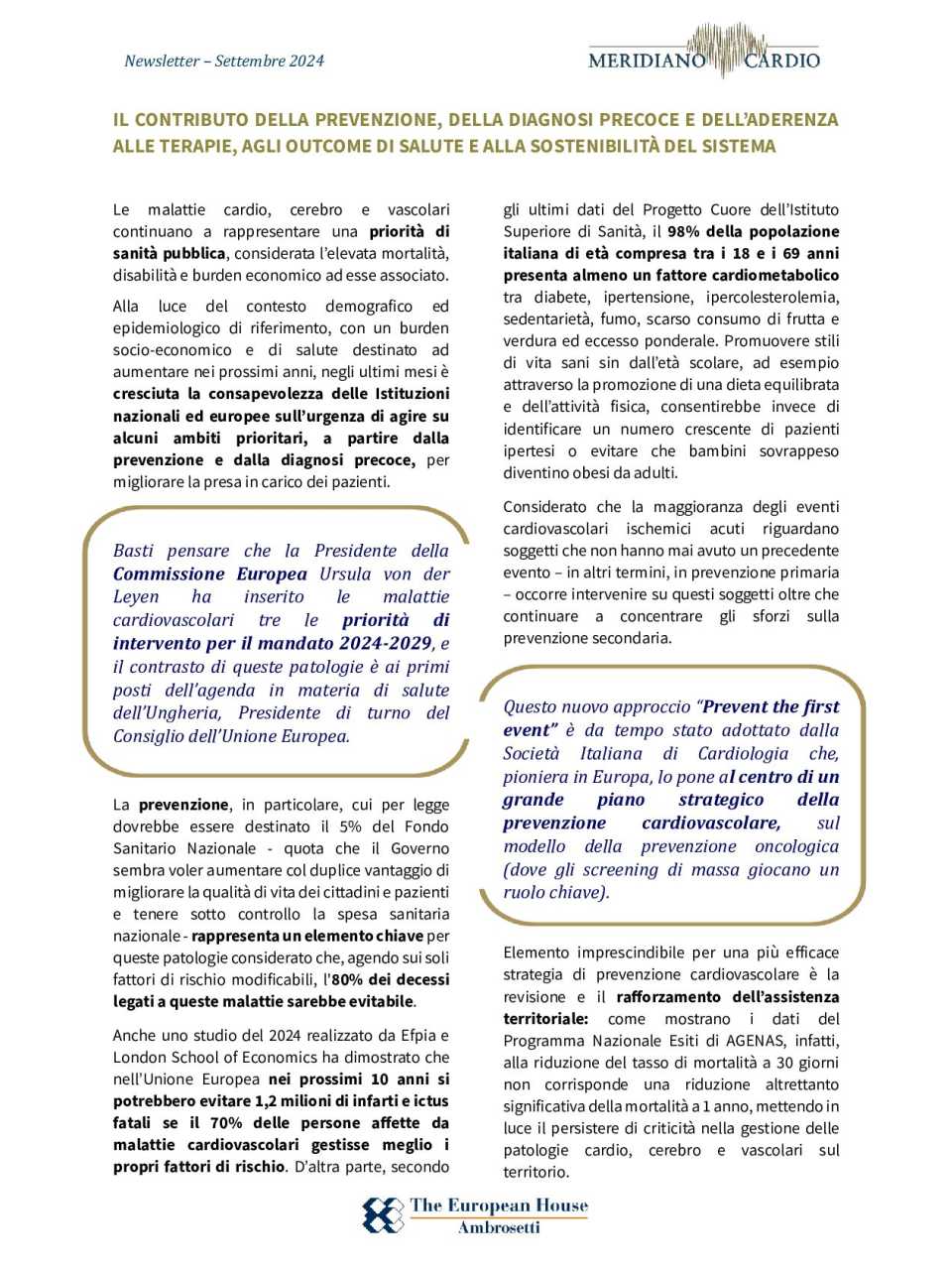 Verso la giornata mondiale del cuore: prevenzione, diagnosi precoce e aderenza terapeutica