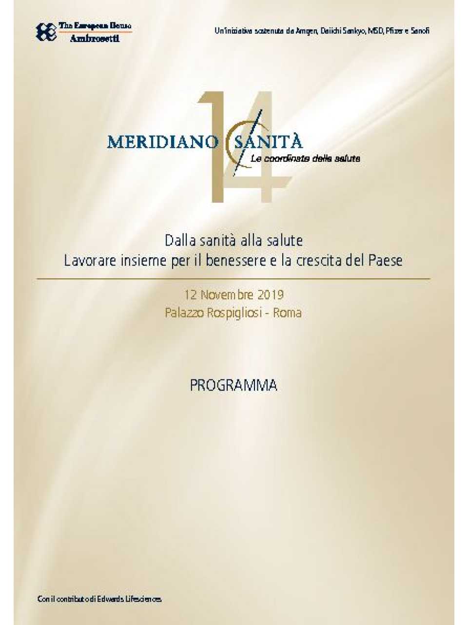 Meridiano Sanità 2019 - Programma