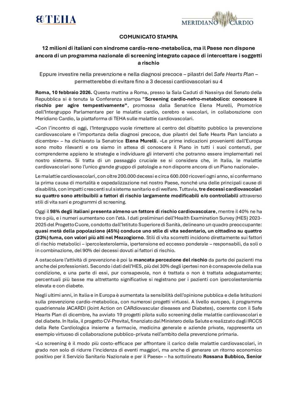 Screening cardio-nefro-metabolico: conoscere il rischio per agire tempestivamente