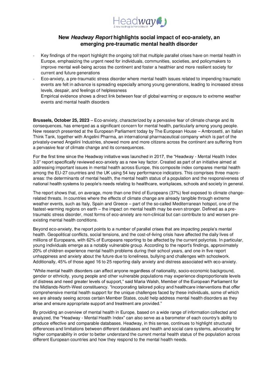 Headway - A new roadmap in Mental Health - Forum 3rd Edition