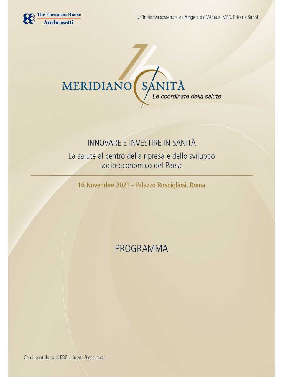 Meridiano Sanità 2021 - Programma