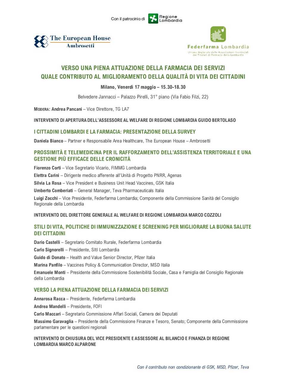 Verso una piena attuazione della farmacia dei servizi. Quale contributo al miglioramento della qualità di vita dei cittadini