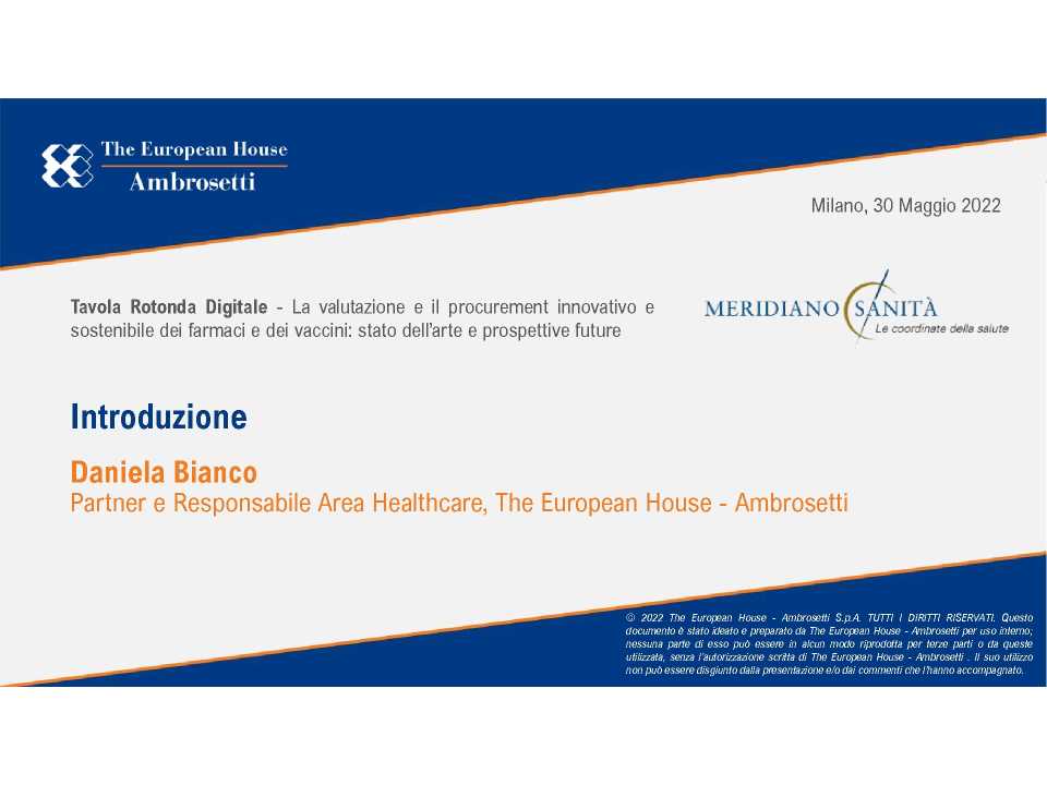 La valutazione e il procurement innovativo e sostenibile dei farmaci e dei vaccini