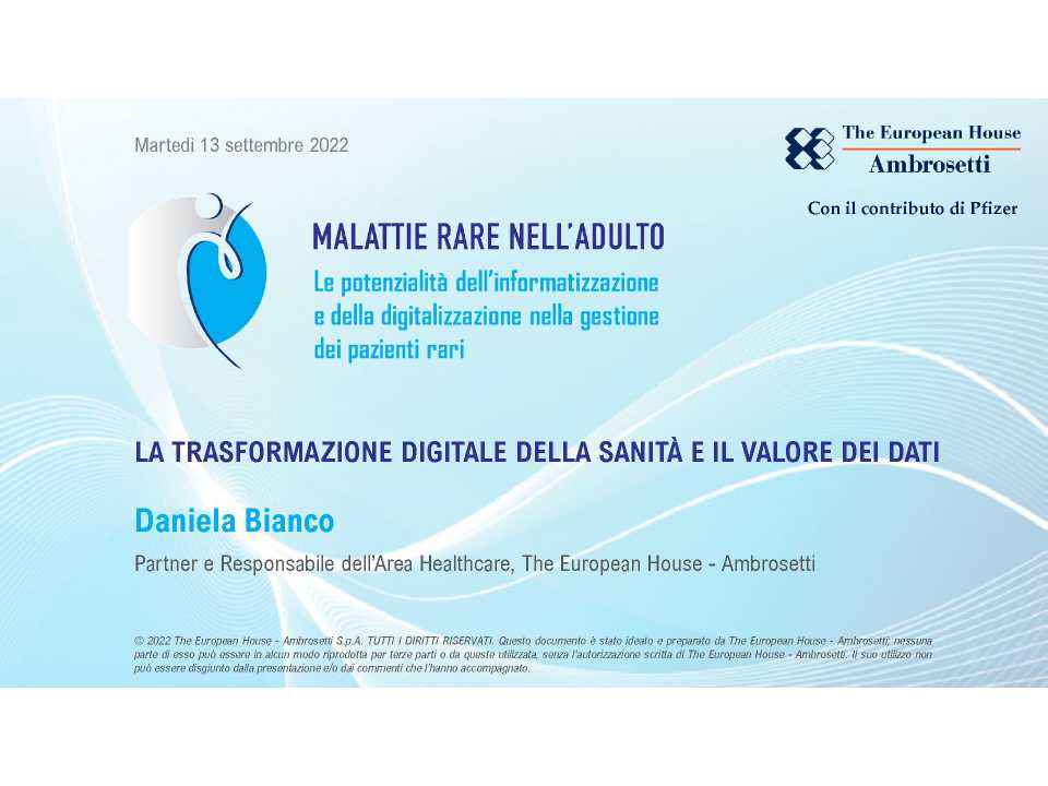 Le potenzialità dell'informatizzazione e della digitalizzazione nella gestione dei pazienti rari