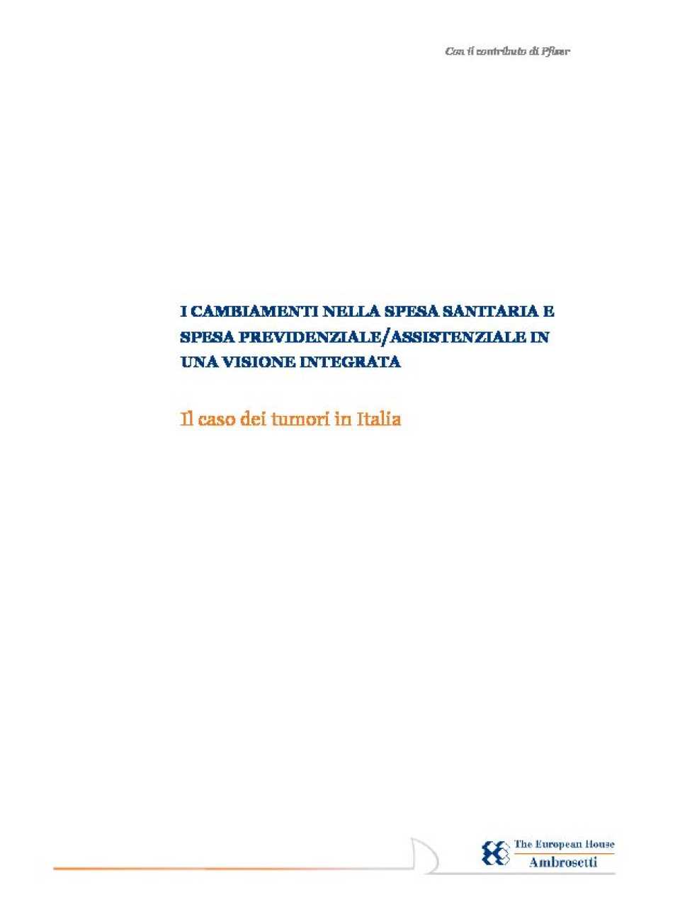 I cambiamenti nella spesa sanitaria e sociale nei tumori