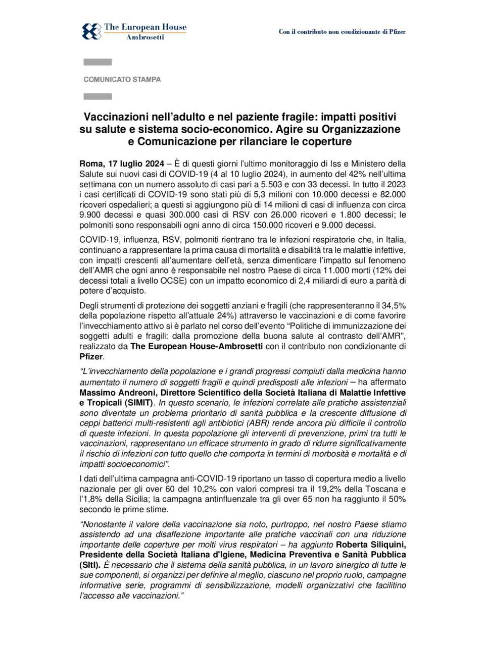 Politiche di immunizzazione dei soggetti adulti e fragili: dalla promozione della buona salute al contrasto dell’AMR