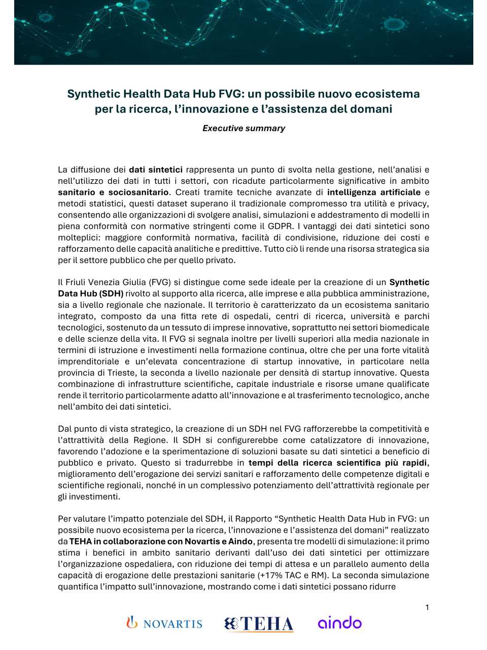 Dati sintetici per la salute: il Friuli Venezia Giulia come laboratorio di ricerca, innovazione e crescita